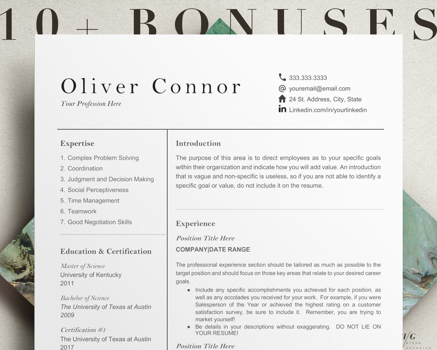 Modern Executive Resume Template Google Docs, Resume Template Minimalist, CV template in Google Docs and Word, Modern Resume Template Word