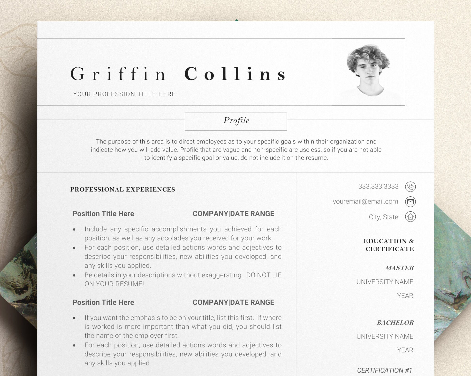 CV Template with photo, Resume CV Template Word, CV Template with photo, resume with picture, Modern Resume Template, Resume Template