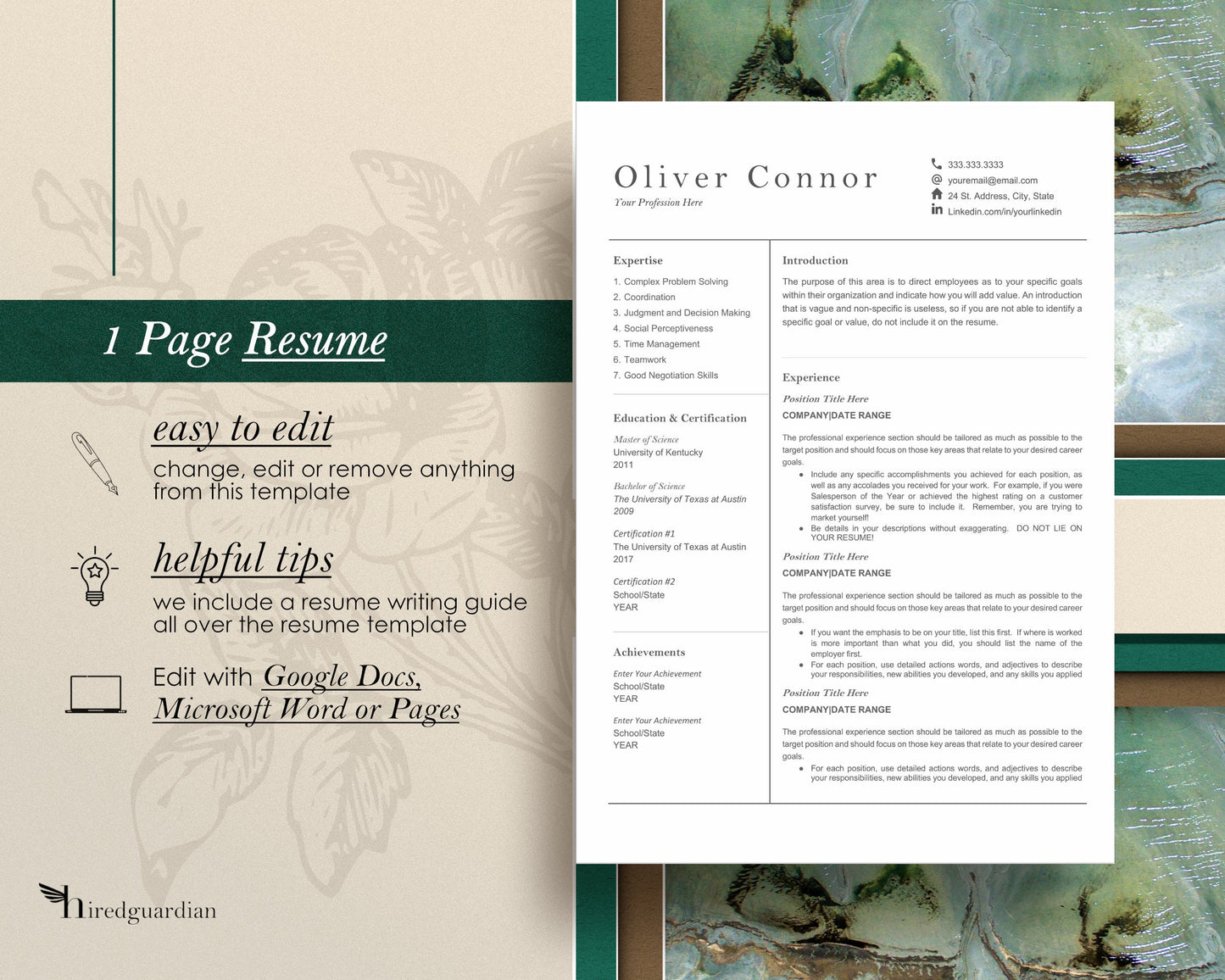 Resume Template Google Docs, Resume Template Minimalist, Student resume template in Google Docs and Word, Modern Resume and Cover letter