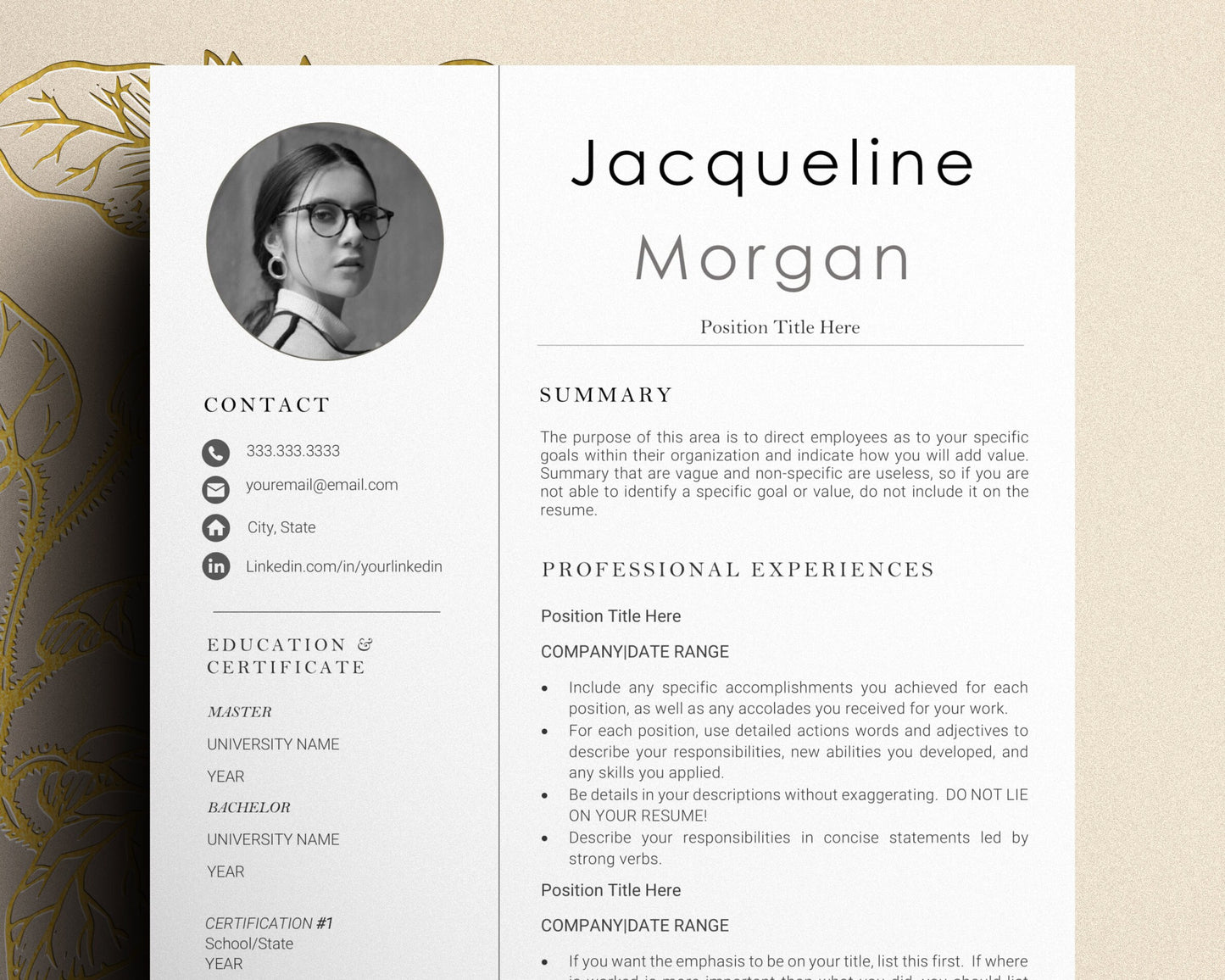 Simple CV Resume Template Word, Minimalist Resume Template Word, Resume Template, Professional Resume Template,  Professional Modern Resume