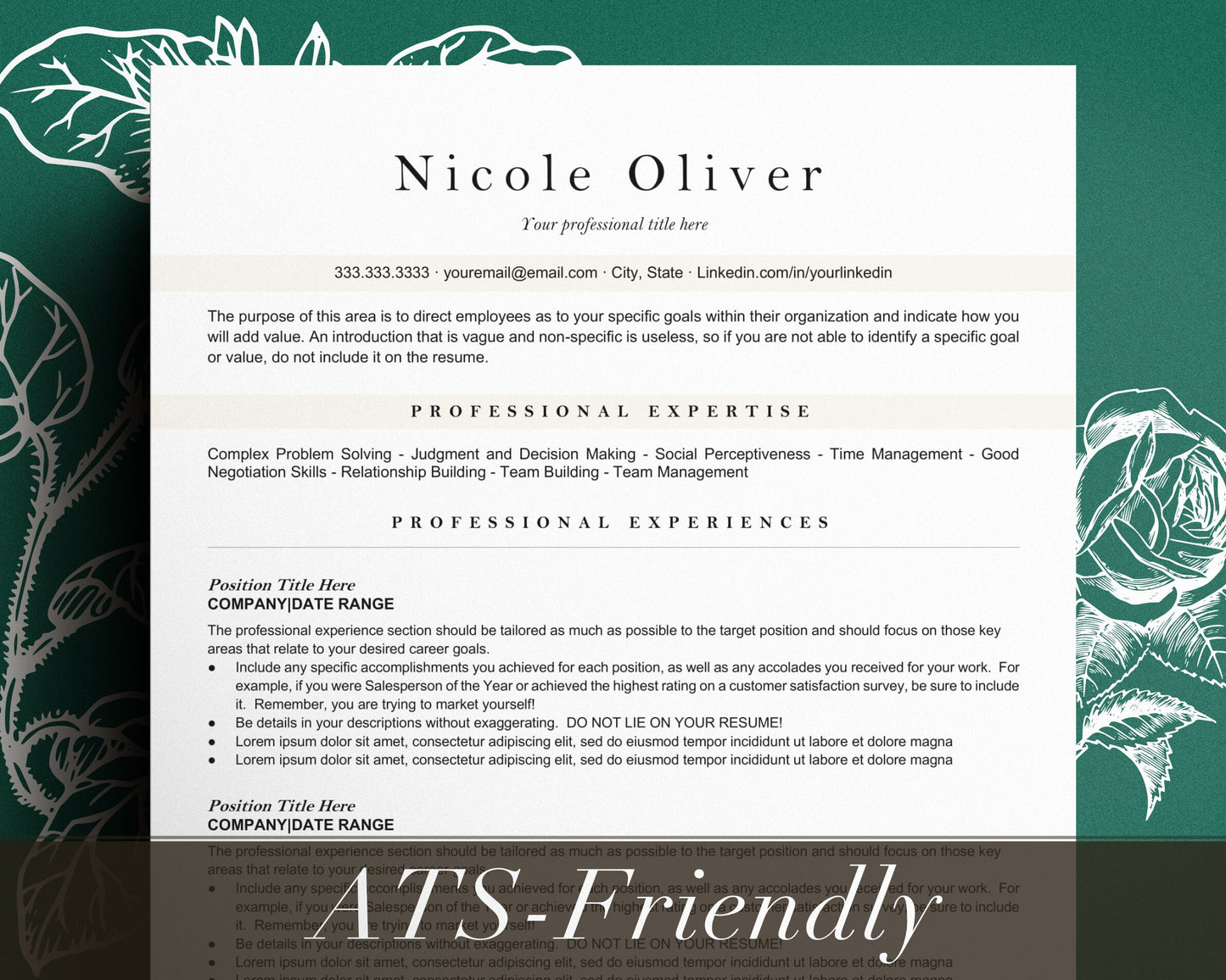 Resume Template Word ATS Friendly, ATS Friendly Resume Template, Resume Google Docs, Resume Template Word, Professional Resume Template