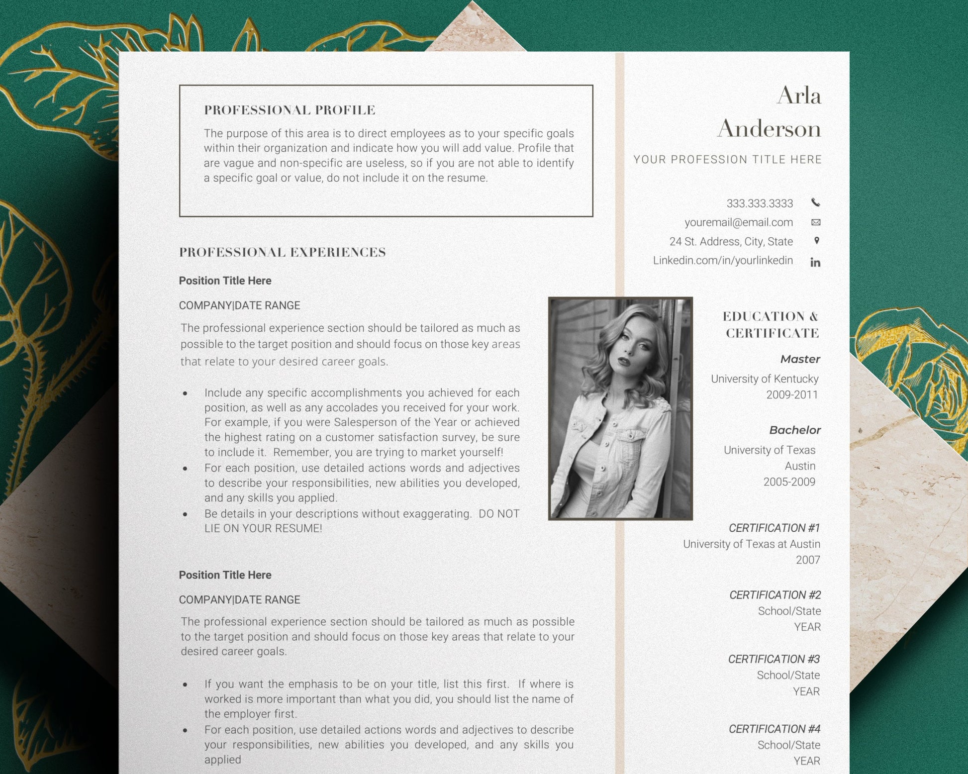 Minimalist Resume Template with photo, Cv Template, Cv Resume Template, Professional Resume Template, Modern Resume Template Word