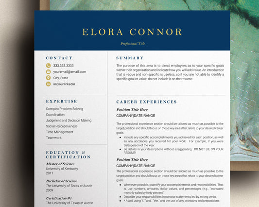 Professional Resume Template, Resume and Cover letter Template, Executive Resume Template, lebenslauf vorlage, Combination Student Resume