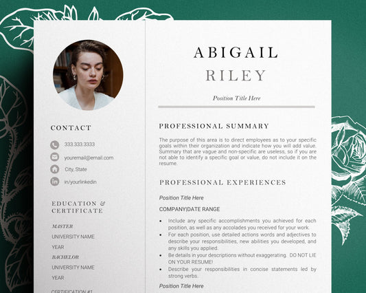 Minimalist Resume Template for Word, CV Template for Word, Resume and Cover letter Template, Engineer, IT, Accountant, Executive Resume