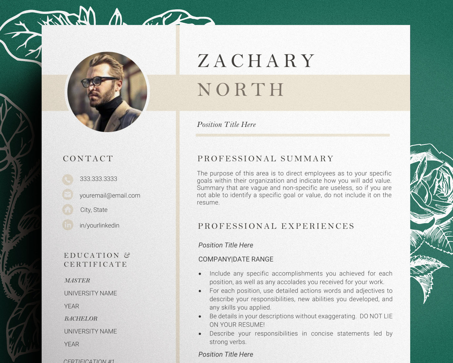 CV Template with photo, Resume CV Template Word, CV Template with photo, resume with picture, Modern Resume Template, Resume Template