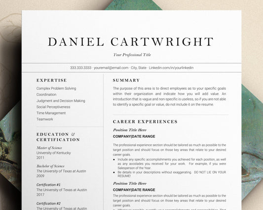 Modern Resume Template, Resume Template for Word, Resume and Cover letter Template, Resume template, Clean and Simple Resume Template Word