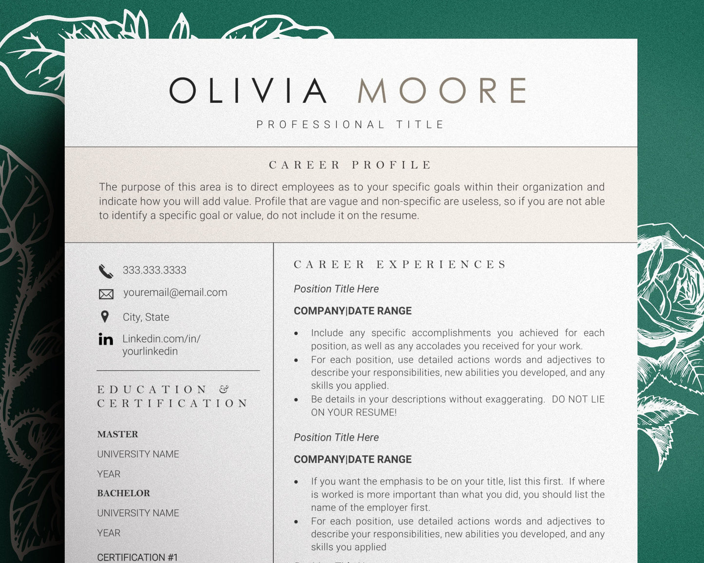 Resume Template Word, Resume Template, Creative Resume Template Word,  resume template therapist, College Student Resume, Nurse Resume