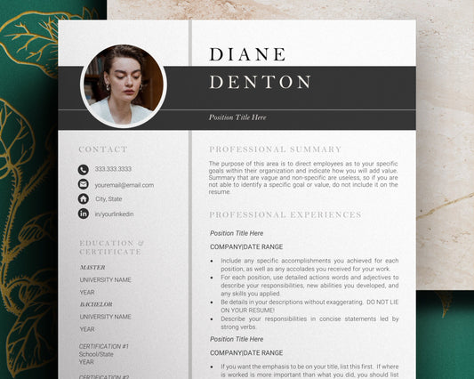 Modern Resume Template and Cover Letter Template, Manager Resume Template, CV Template with Planners, Resume Template Instant Download