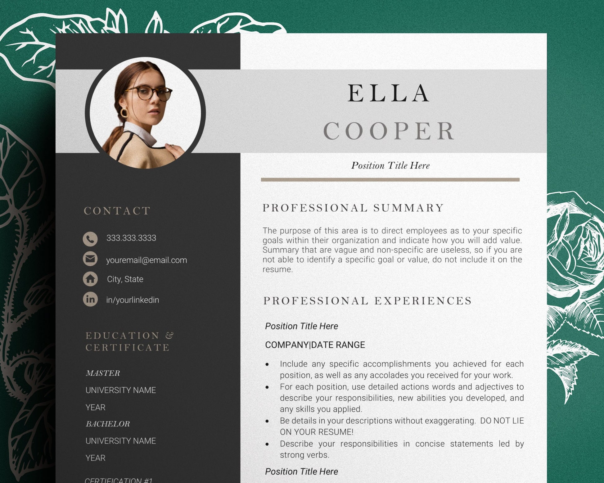 Resume Template Word, Minimalist Resume Template, Creative Resume Template Word,  Modern resume template, Student Nurse Resume, Nurse Resume