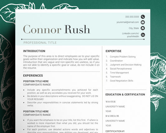 Professional Executive Resume Template 2023, Modern CEO Resume Template for Word and Apple Pages, 1, 2, 3 Page Director Resume Template