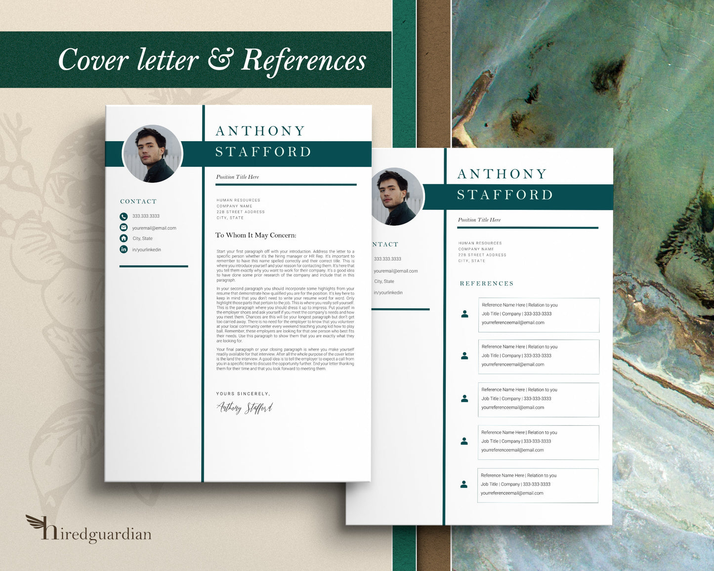 1, 2 and 3 Page Resume Template, Executive Resume Template, Clean Curriculum Vitae, Modern Resume Template, Resume Template Word, pages, mac