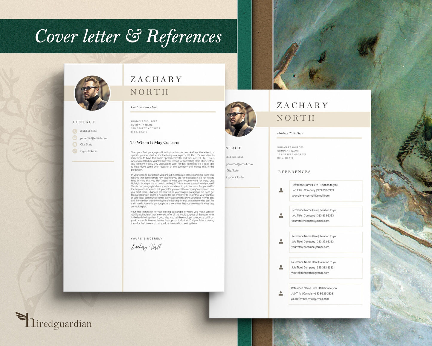 Resume template with Photo, CV Template with Photo, Resume CV Template for Word, Resume with Picture, Resume and Cover Letter Template