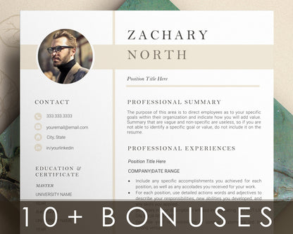 Resume template with Photo, CV Template with Photo, Resume CV Template for Word, Resume with Picture, Resume and Cover Letter Template