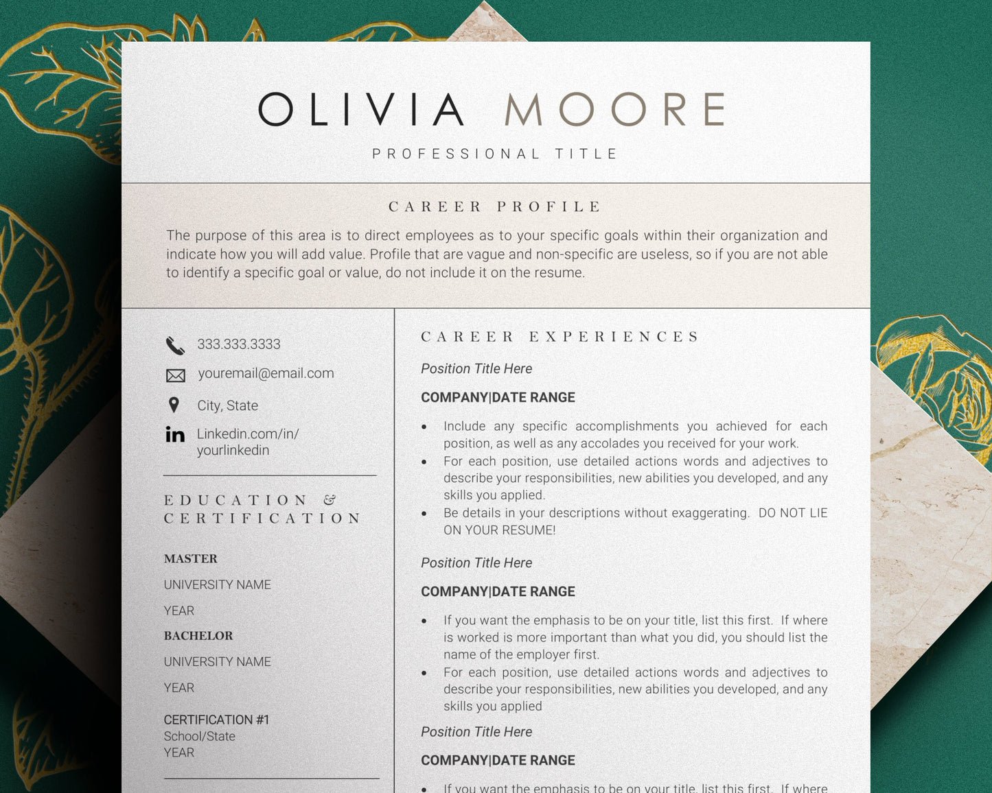 Simple CV Resume Template Word, Minimalist Resume Template Word, Resume Template, Professional Resume Template,  Professional Modern Resume