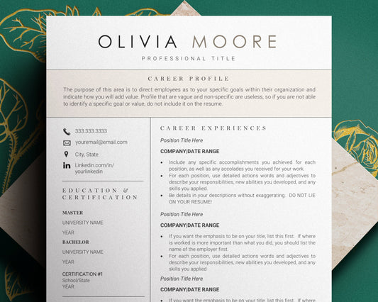 Simple CV Resume Template Word, Minimalist Resume Template Word, Resume Template, Professional Resume Template,  Professional Modern Resume