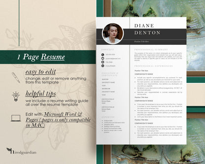 Modern Resume Template and Cover Letter Template, Manager Resume Template, CV Template with Planners, Resume Template Instant Download