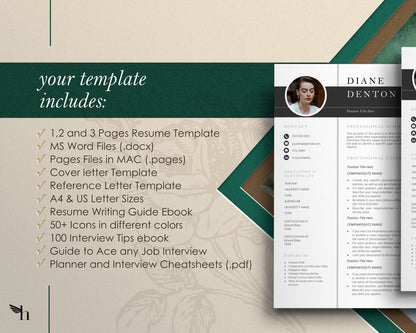 Modern Resume Template and Cover Letter Template, Manager Resume Template, CV Template with Planners, Resume Template Instant Download