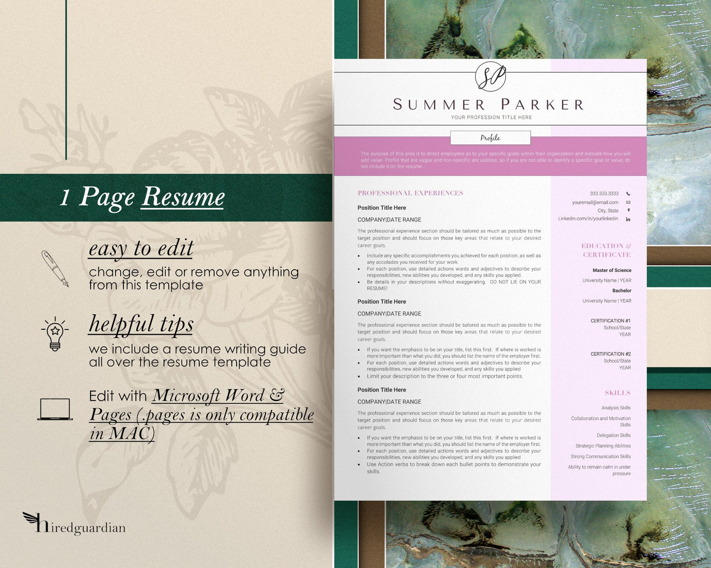 Resume Template, Professional Modern Resume Template for Word, Resume Template word, Modern Resume Template Word, Skill Base Resume Template