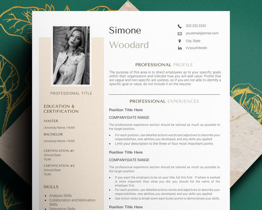 Resume Template with photo, Resume CV Template Word, CV Template with photo, resume with picture, Modern Resume Template, Resume Template