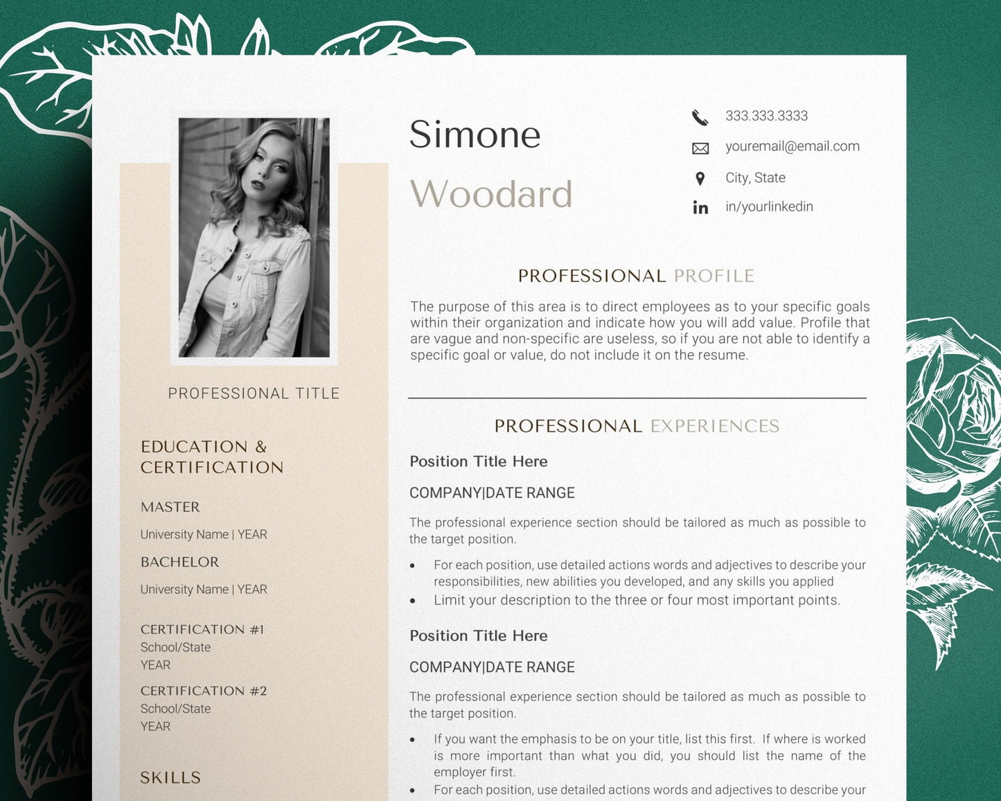 Professional Resume Template with Photo, Production Manager Resume Template, CV Template with Planners, Resume Template Instant Download