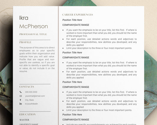 Minimalist Resume Template with matching cover letter, modern resume template, lebenslauf vorlage, cv template, Word, Apple Pages, 2023