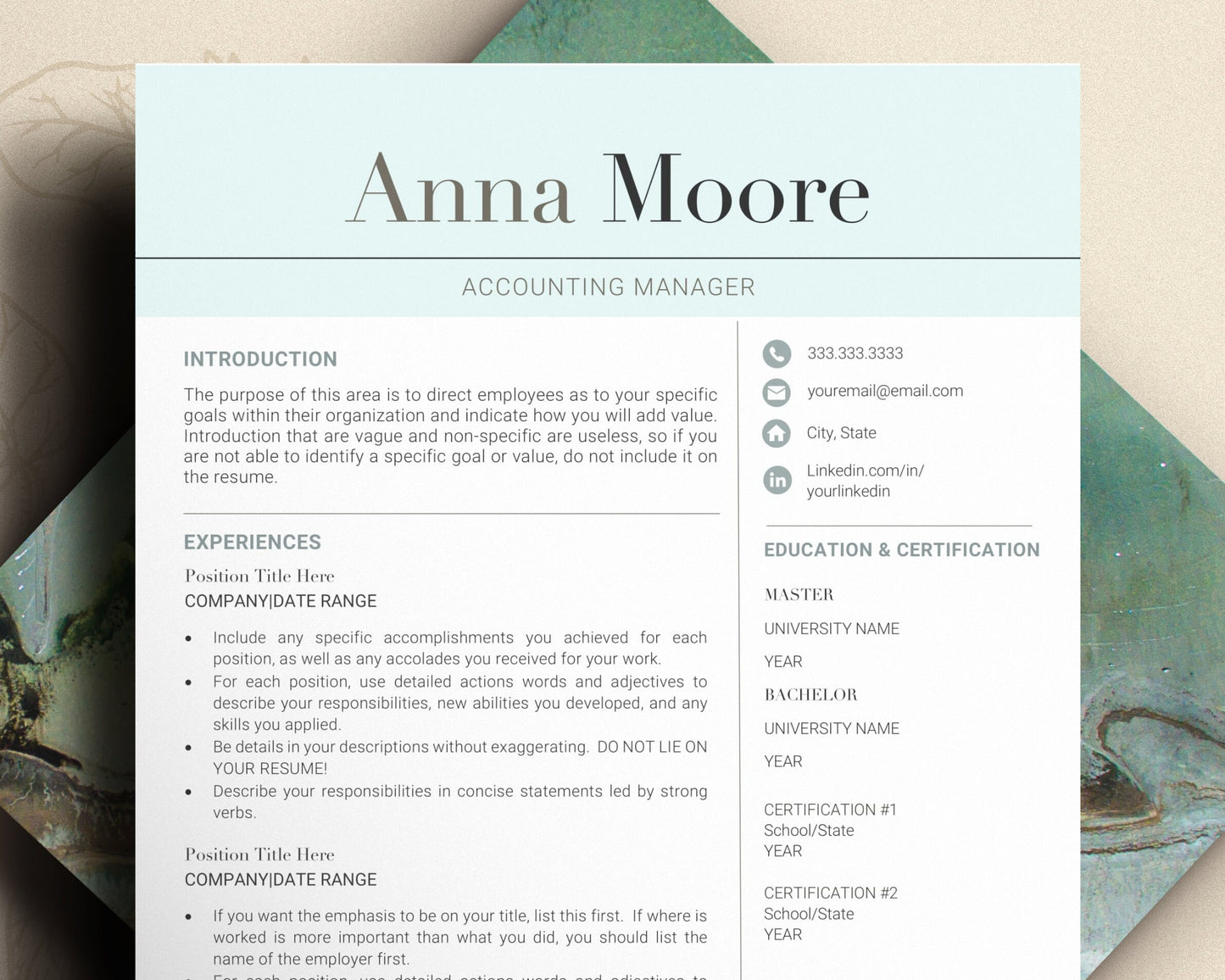 Clean and Simple Resume Template for Word, Minimalist CV Resume Template Word, Resume Template, Modern CV Resume, Professional Resume