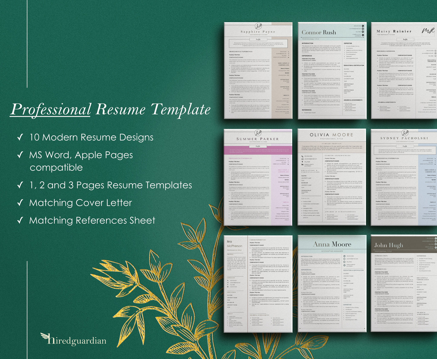 50 Resume Template Google Docs, MS Word, and Apple Pages, Modern Resume Template Bundle,Creative Resume Template, Minimalist Resume Template