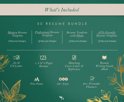 50 Resume Template Google Docs, MS Word, and Apple Pages, Modern Resume Template Bundle,Creative Resume Template, Minimalist Resume Template