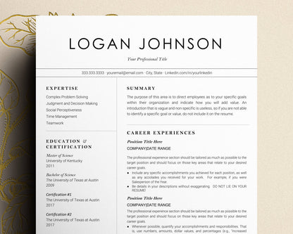 Professional Resume Template Word, Resume and Cover letter Template, Executive Resume Template, lebenslauf vorlage, College Student Resume