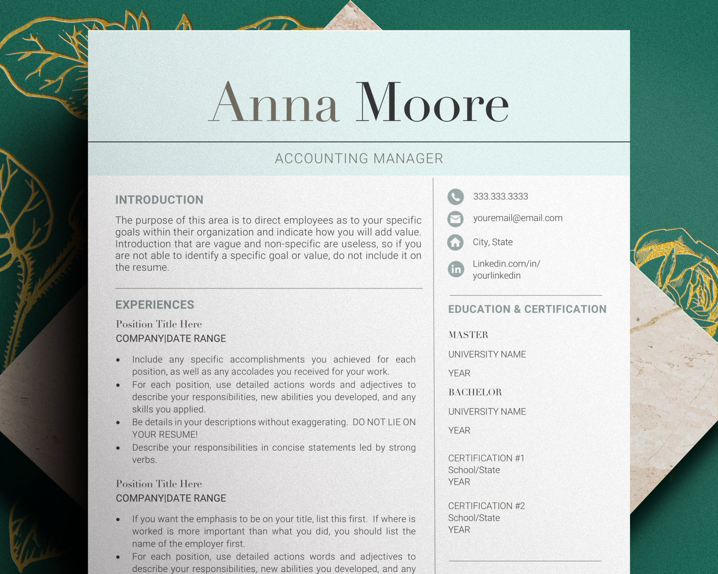 Modern Resume Template, Resume Template for Word, Resume and Cover letter Template, Resume template,  Modern Resume Template Word