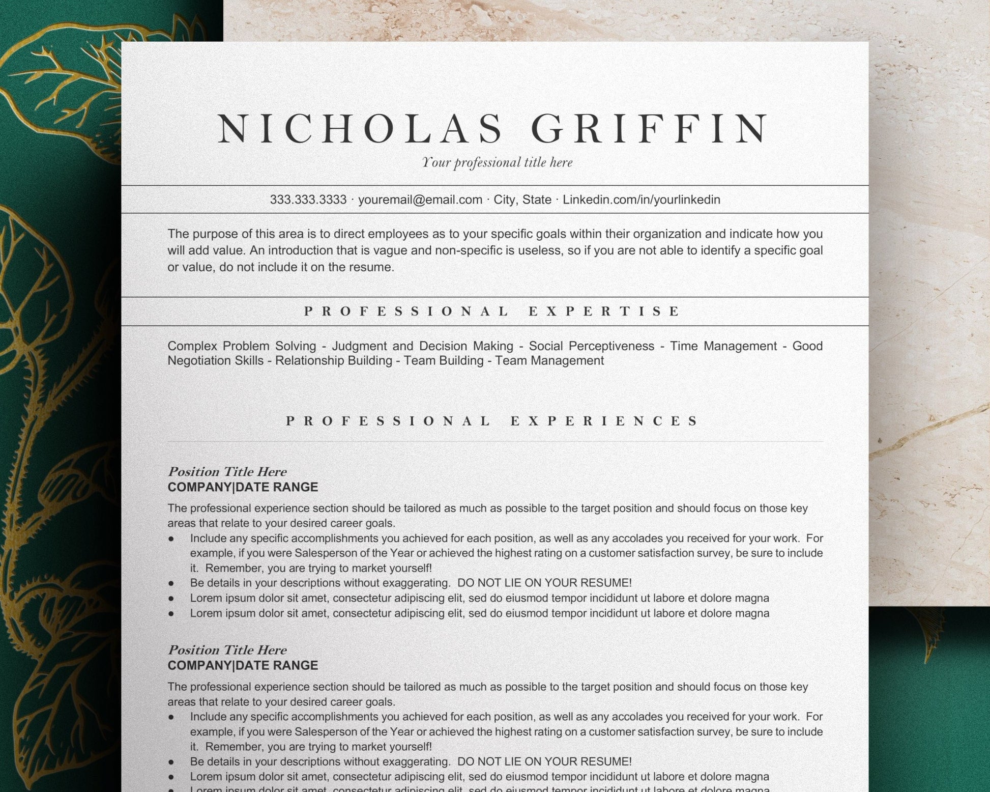 Minimalist CV Template, Professional Resume Template, Resume Template Word, Creative Resume Template, Modern Resume Template