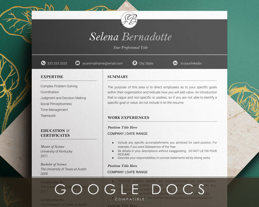 Resume Google Docs, Google Docs Resume Template Minimalist, Modern resume template in Google Docs, CV, Resume and Cover letter Template