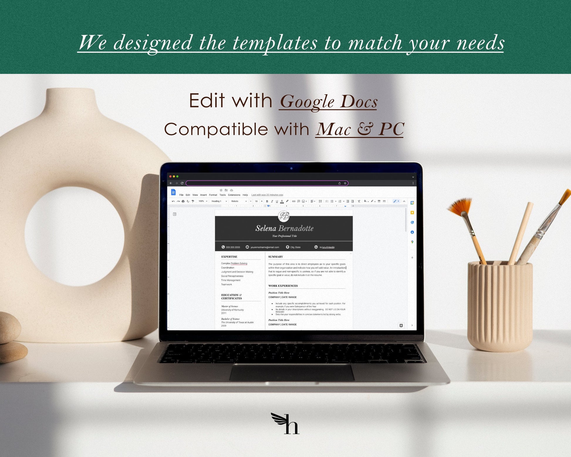 Resume Google Docs, Google Docs Resume Template Minimalist, Modern resume template in Google Docs, CV, Resume and Cover letter Template