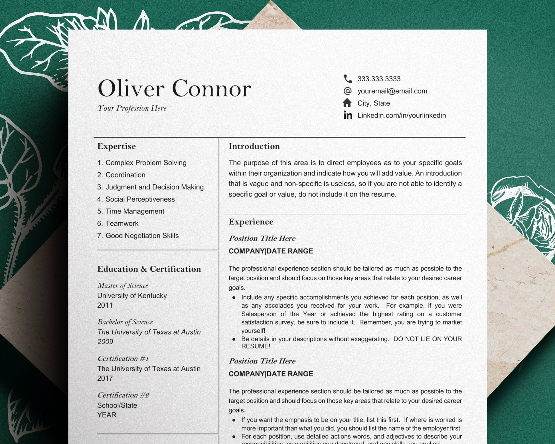 Resume Template Google Docs, Resume Template Minimalist, Student resume template in Google Docs and Word, Modern Resume and Cover letter