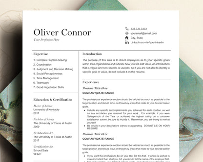 Resume CV Template Google Docs, Resume Template Minimalist, Student resume template in Google Docs and Word, Modern Resume and Cover letter