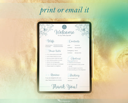 1 Page Airbnb Welcome Poster Template, Wifi Password Sign Printable, Vacation Rental, Airbnb Host Template, Airbnb Sign, Airbnb Welcome Sign