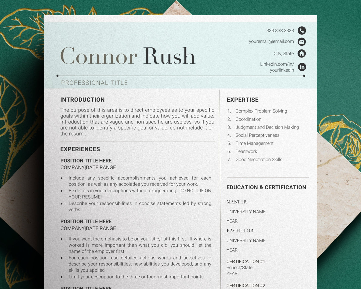 Executive Professional Resume Template Word, Modern Resume CV Template Word, Resume and Cover letter Template, Professional Resume Template