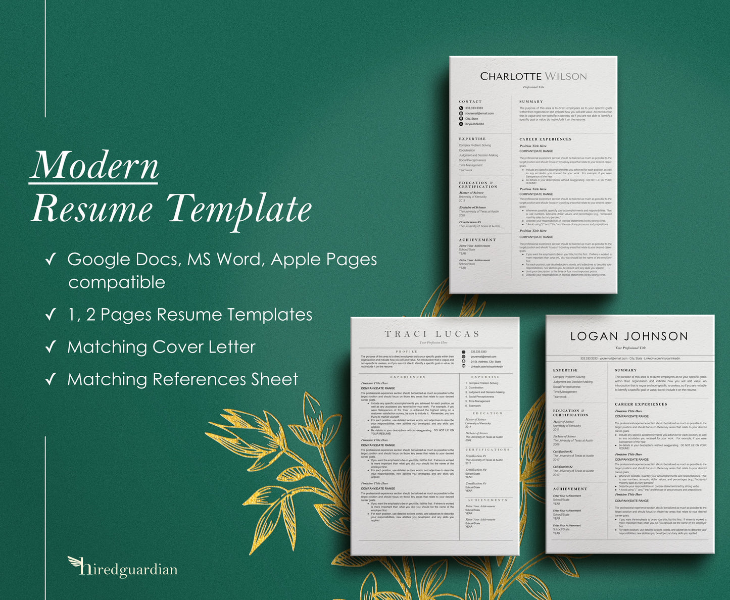 10 Resume Template Google Docs, MS Word, and Apple Pages, Modern Resume Template Bundle,Creative Resume Template, Minimalist Resume Template