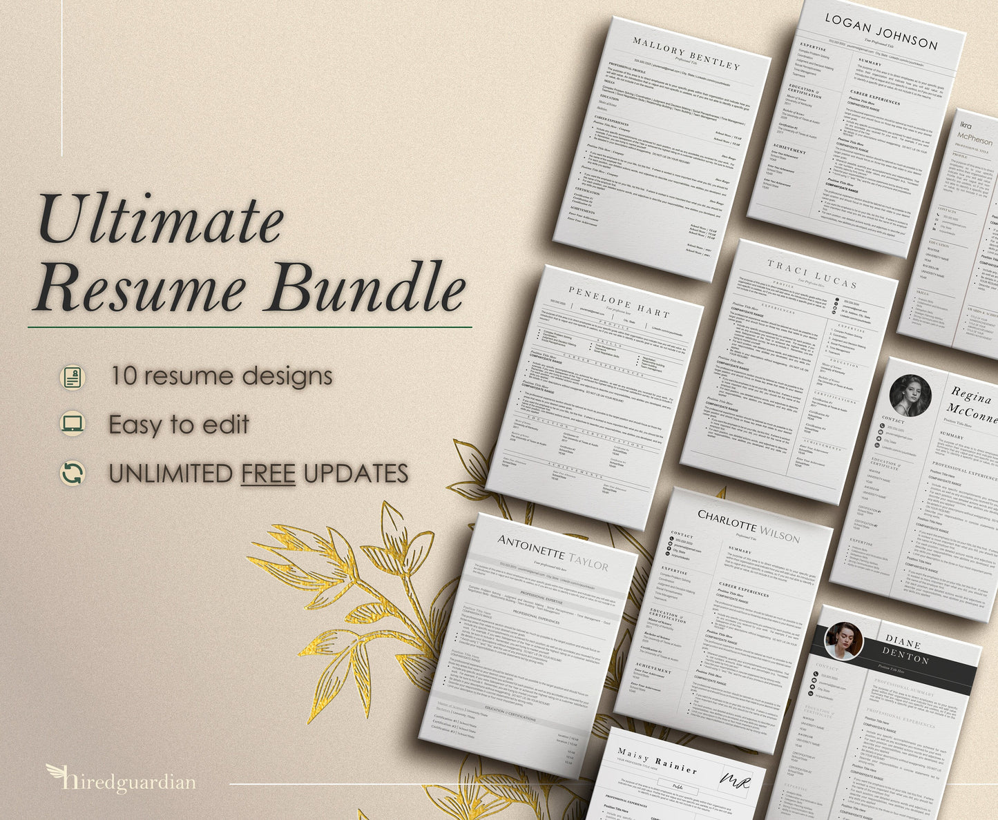 10 Resume Template Bundle, Simple CV Resume Template Word, Minimalist Resume Template Word, Resume Template, Professional Resume Template