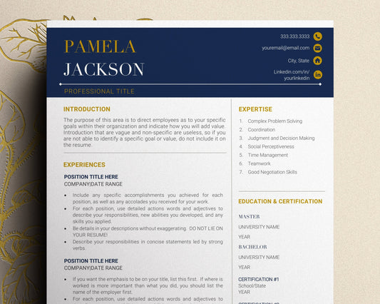 Professional Executive Resume Template 2023, CEO Resume Template for Word and Apple Pages, Resume Template, 1, 2, 3 Page Resume Template