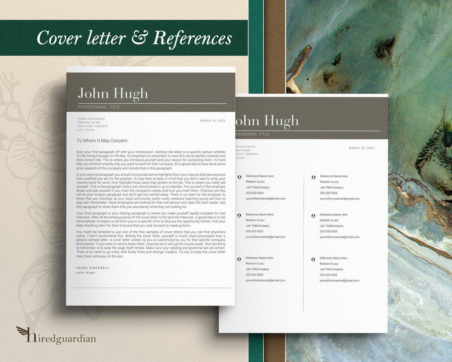 Modern Resume Template for Microsoft Word, Apple Pages, Resume 2022 - "John" - Hired Guardian