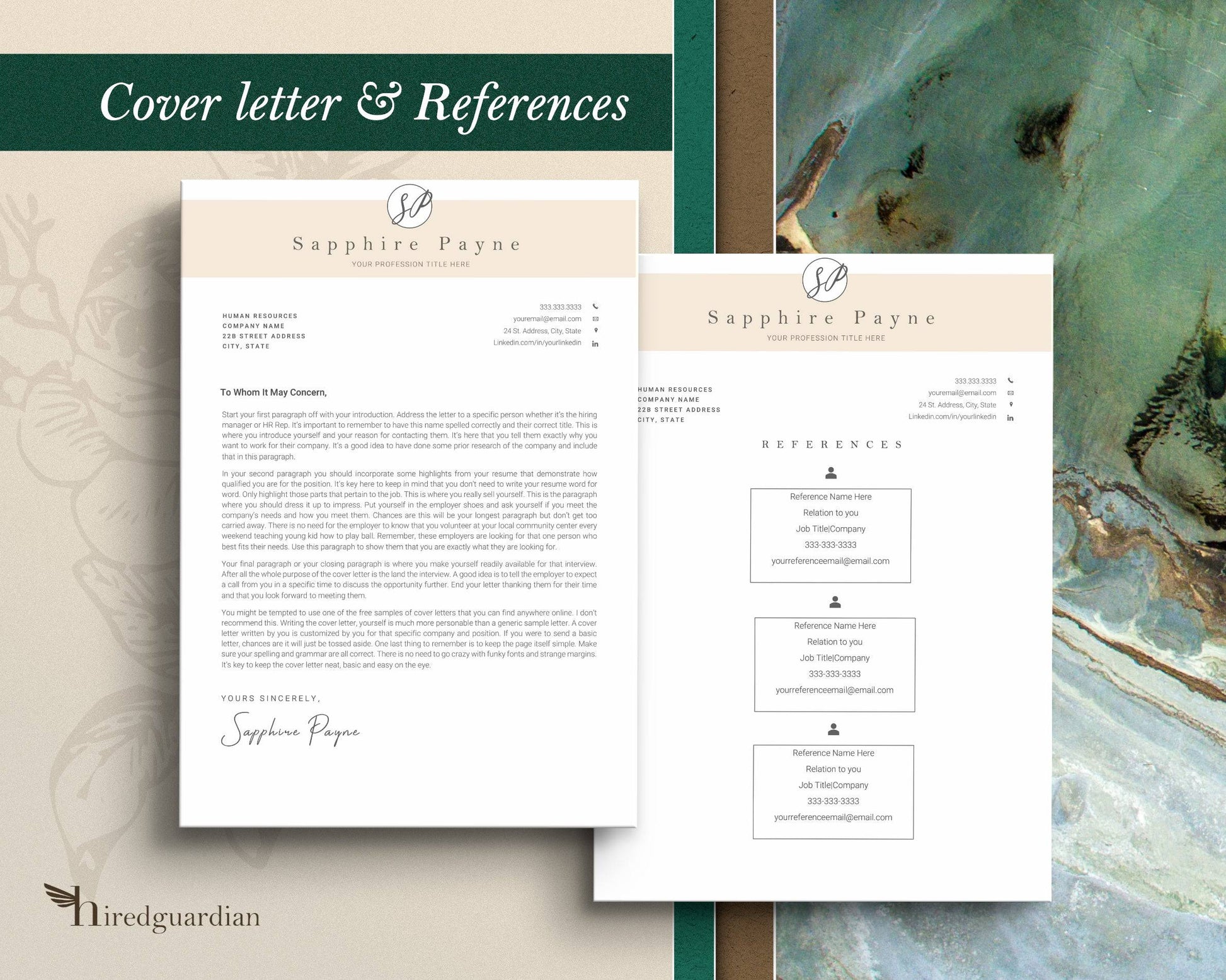 Creative Resume Template with Free Resume Templates - Sapphire - Hired Guardian