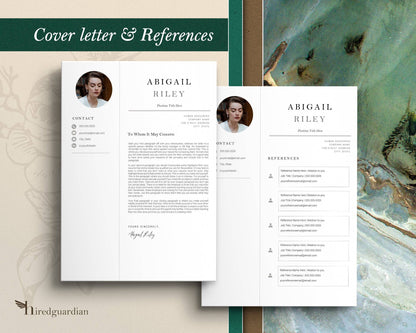 Modern Executive Template with Photo for Apple Pages in Mac or Word - Abigail - Hired Guardian