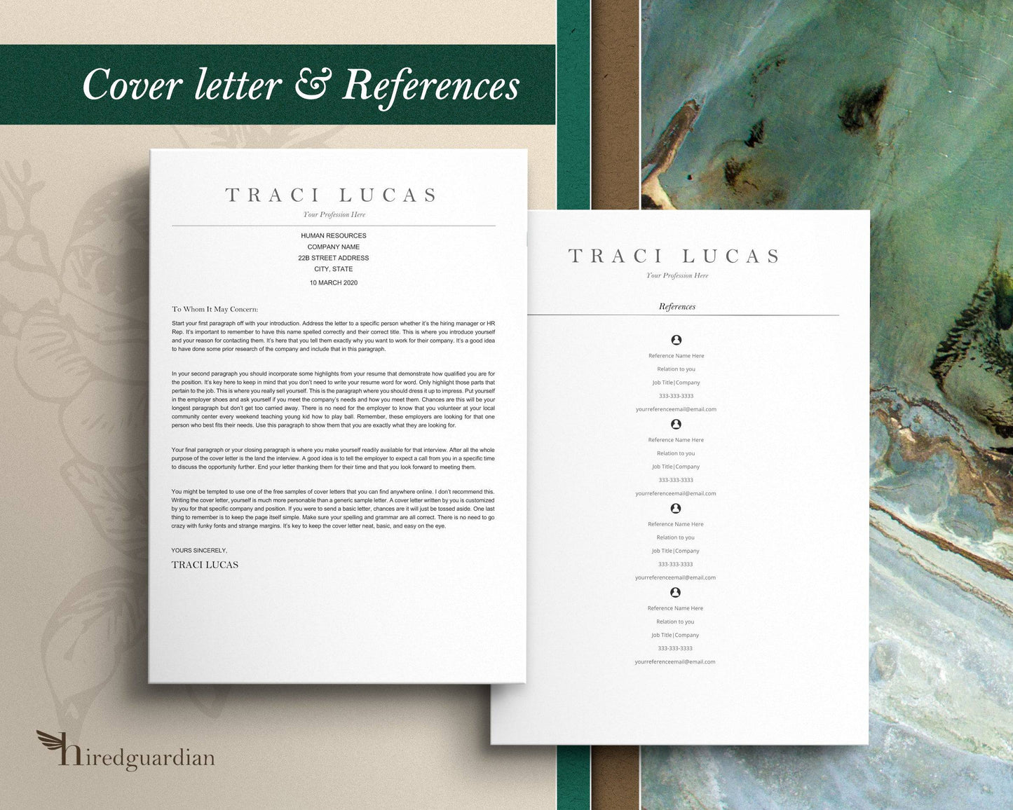 Minimalist Resume Template Google docs, Word and Apple Pages - Traci - Hired Guardian