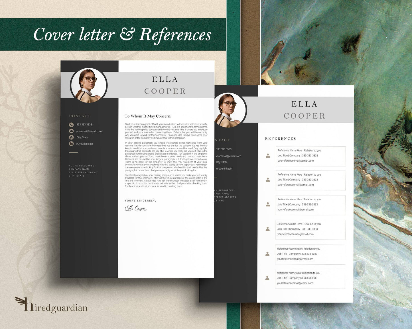 Resume Template with Photo - Ella - Hired Guardian