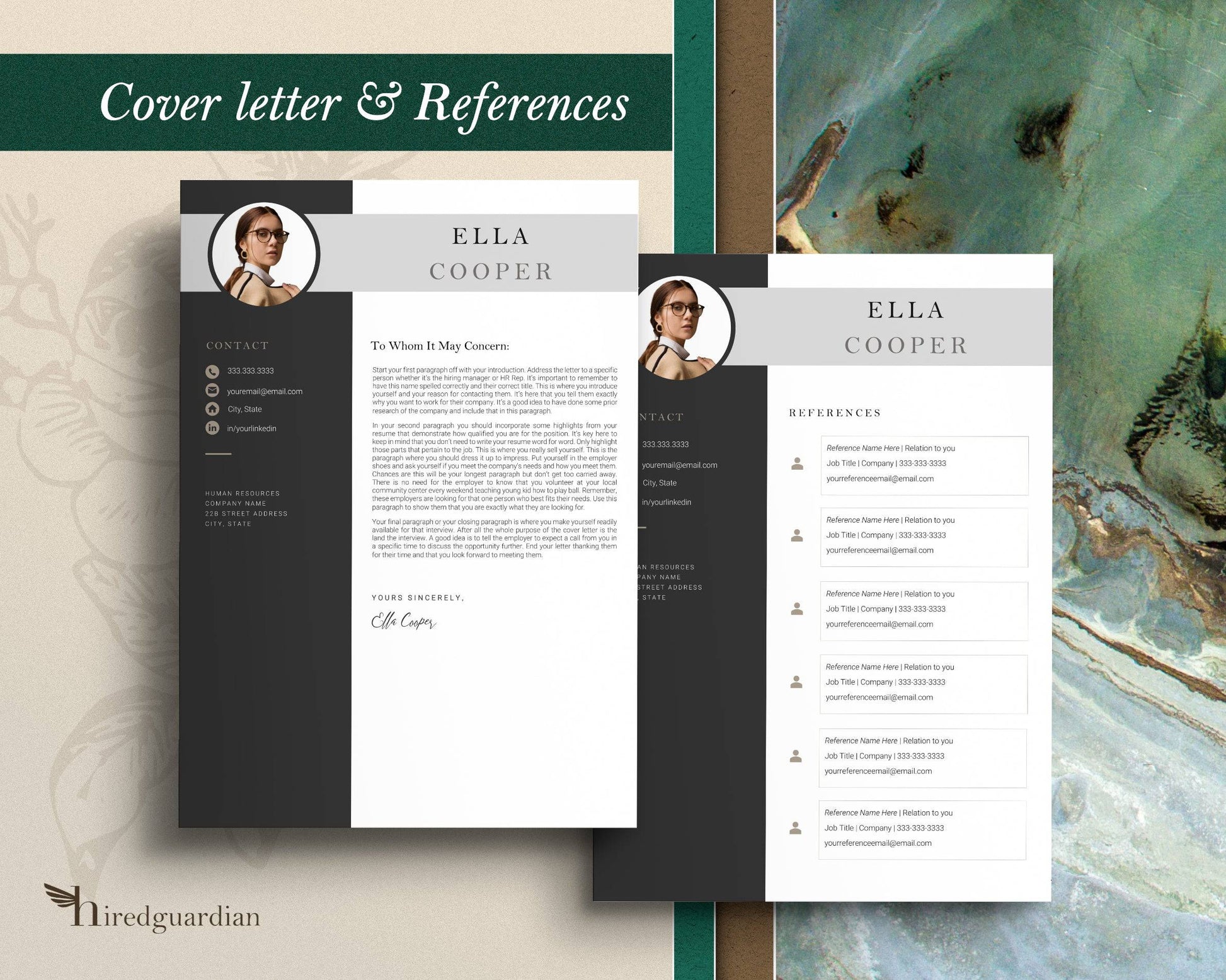 Resume Template with Photo - Ella - Hired Guardian