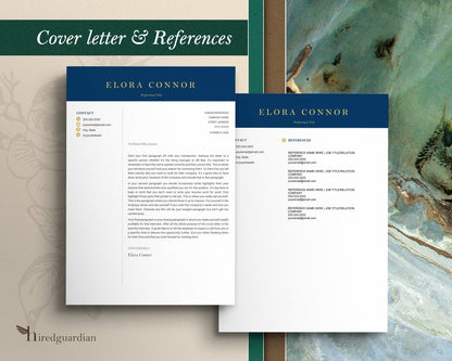 Modern Executive Resume Template Google docs, Word and Apple Pages 2022 - Elora - Hired Guardian