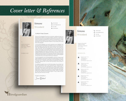 CV Template with Photo for Apple Pages in Mac or Word - Simone - Hired Guardian